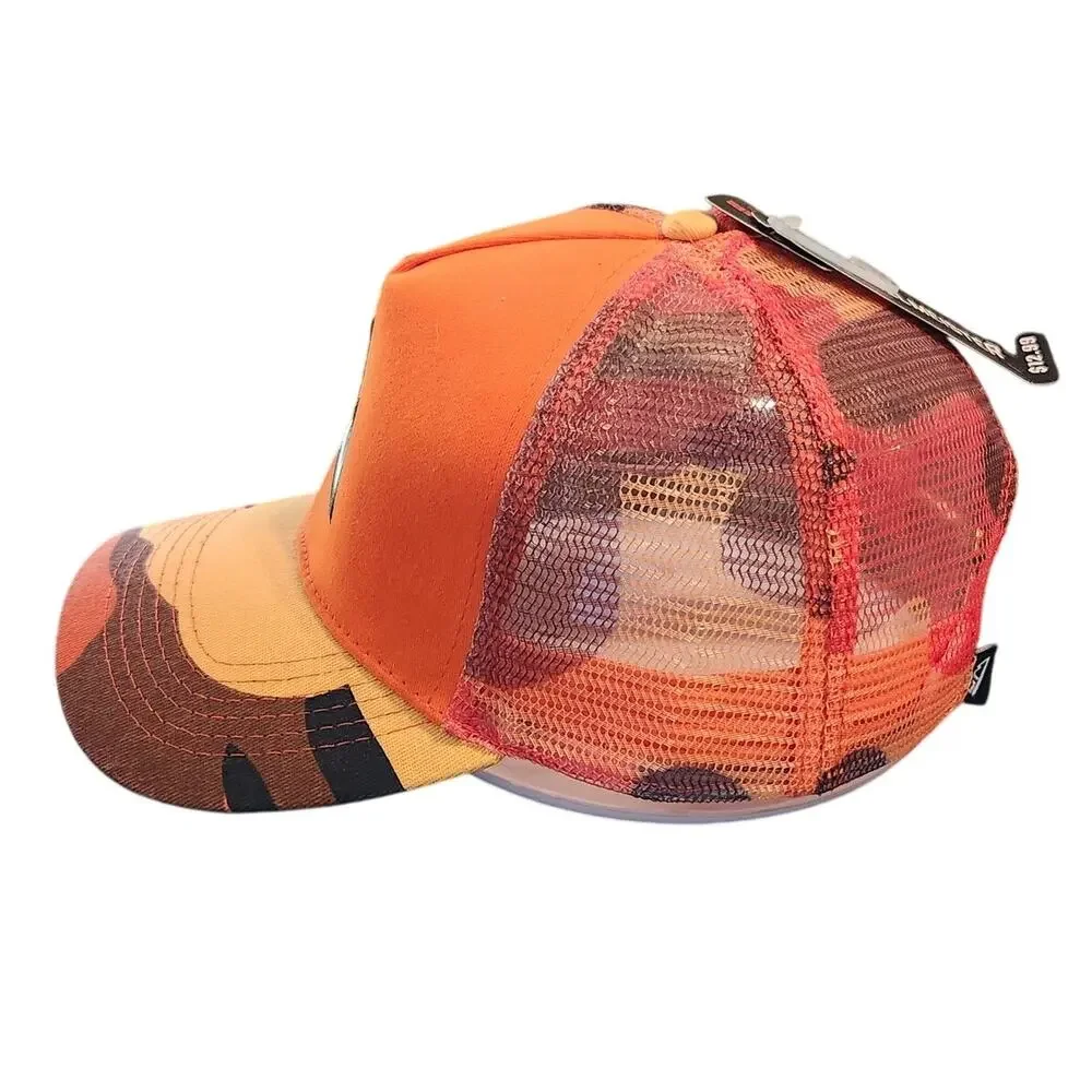 Chillmeister Mens Orange Camo Trucker‎ Hat Mountain Logo Mesh Snapback Cap